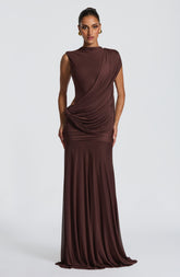 Mireya Maxi Dress - Plum Brown