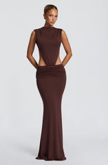 Fenella Maxi Dress - Plum Brown