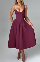 Mariella Midi Dress - Cherry Lacquer