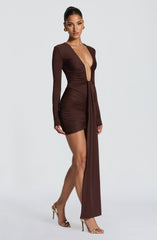 Tara Mini Dress - Plum Brown