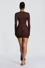 Tara Mini Dress - Plum Brown