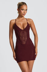 Xanthe Mini Dress - Cherry Lacquer