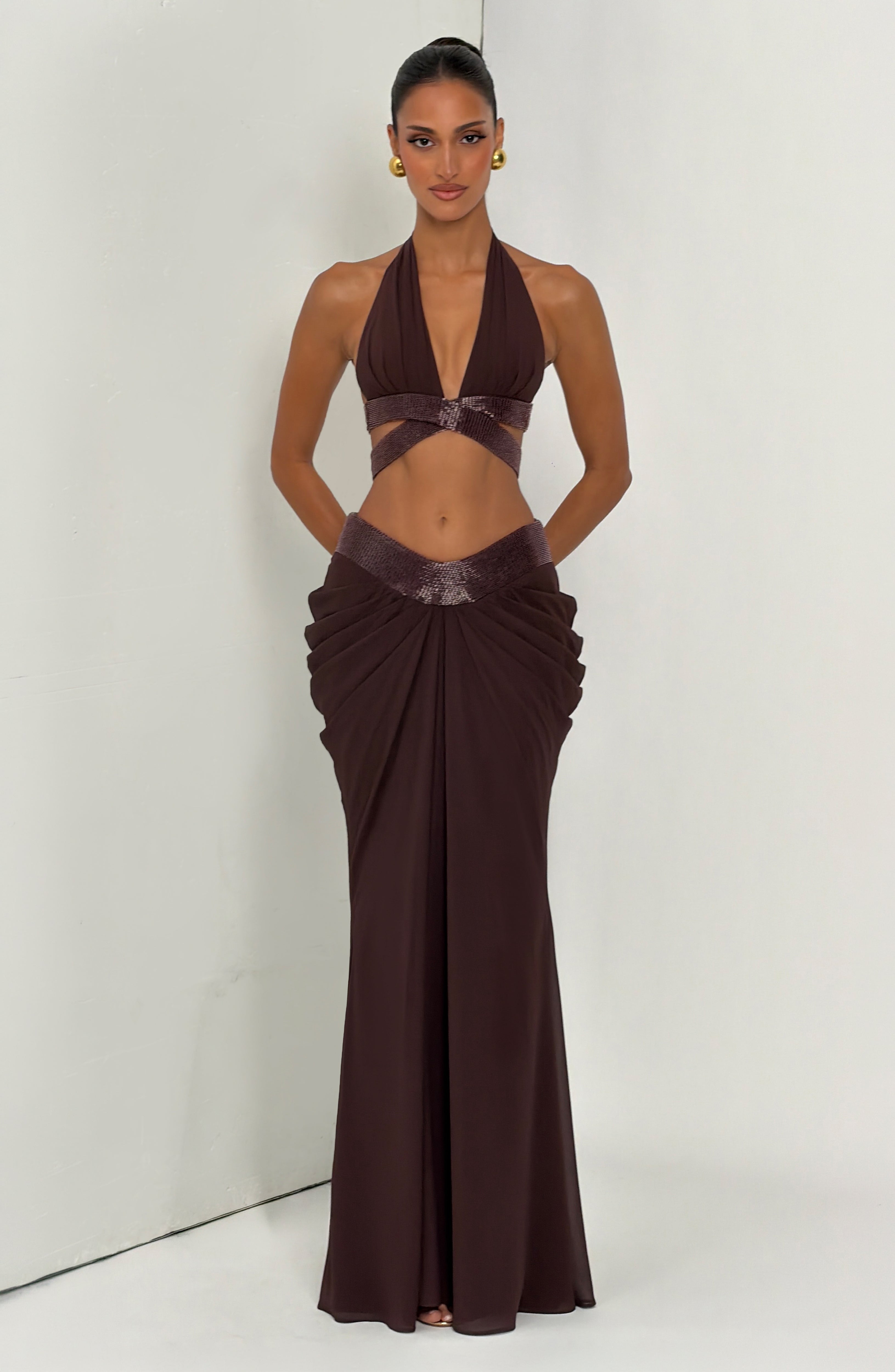 Sophie Maxi Skirt - Plum Brown