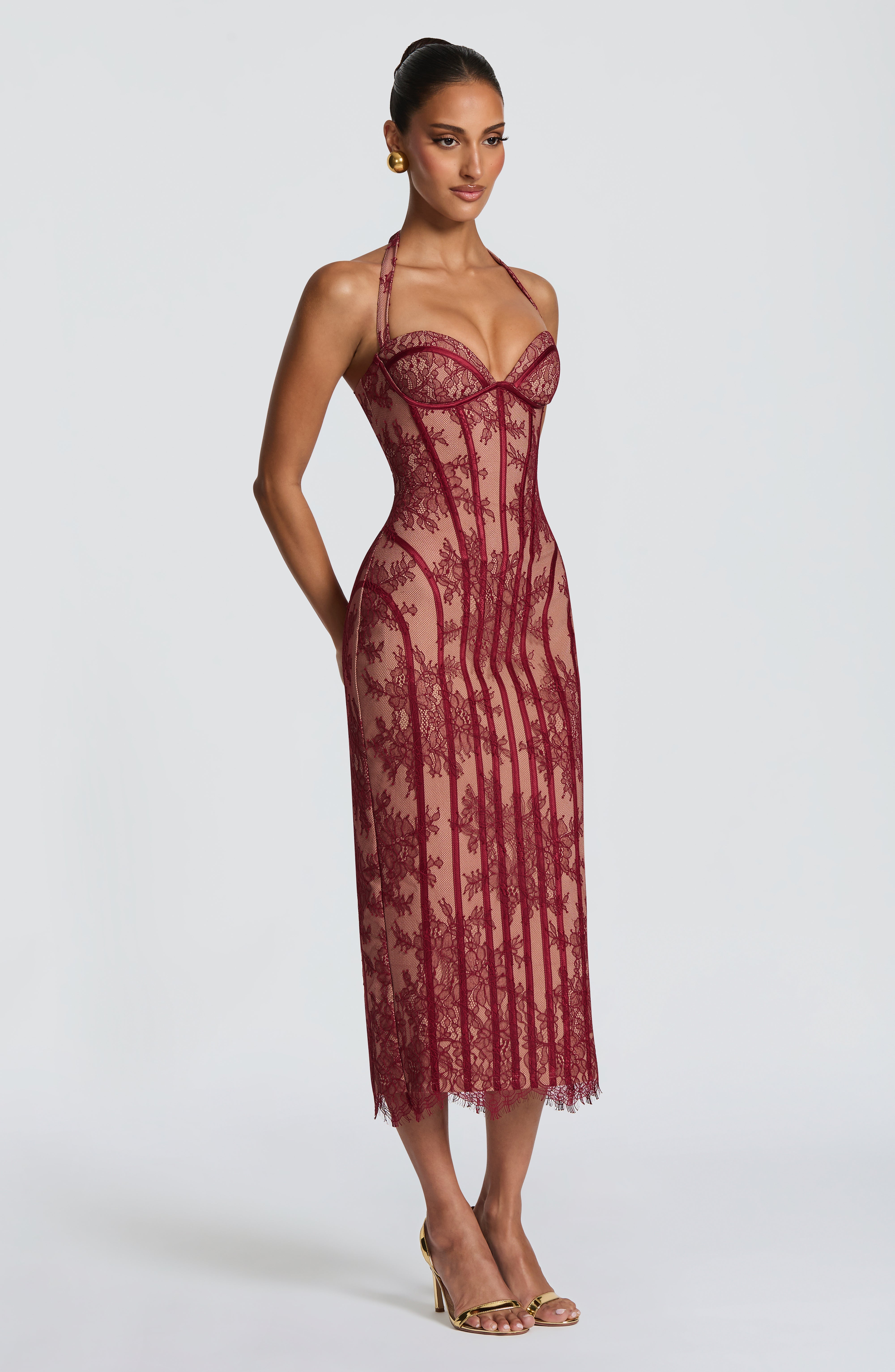 Rona Midi Dress - Burgundy
