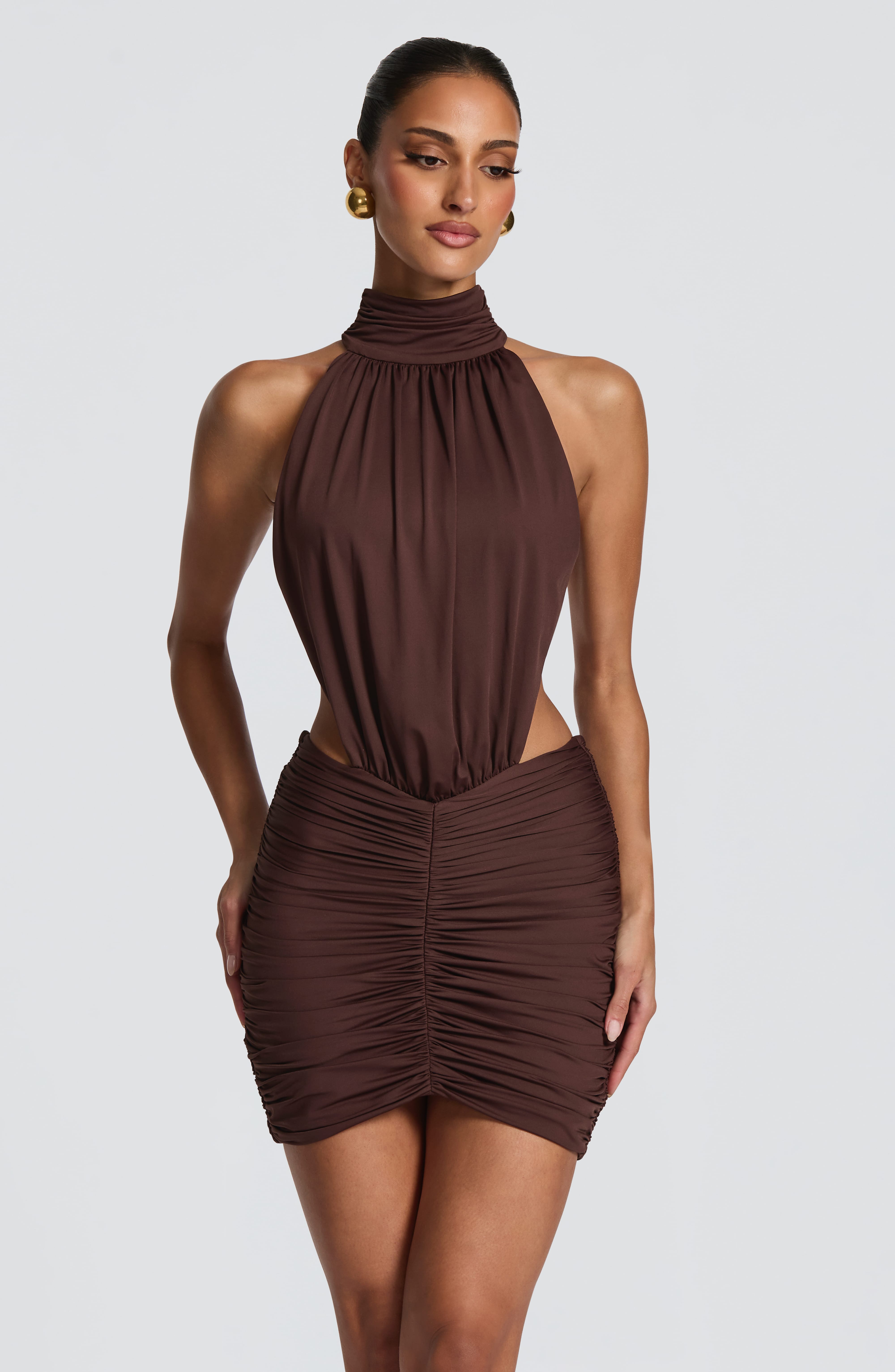 Thekla Mini Dress - Plum Brown