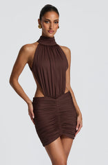 Thekla Mini Dress - Plum Brown