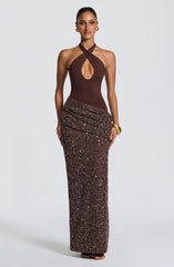 Solea Maxi Dress - Plum Brown