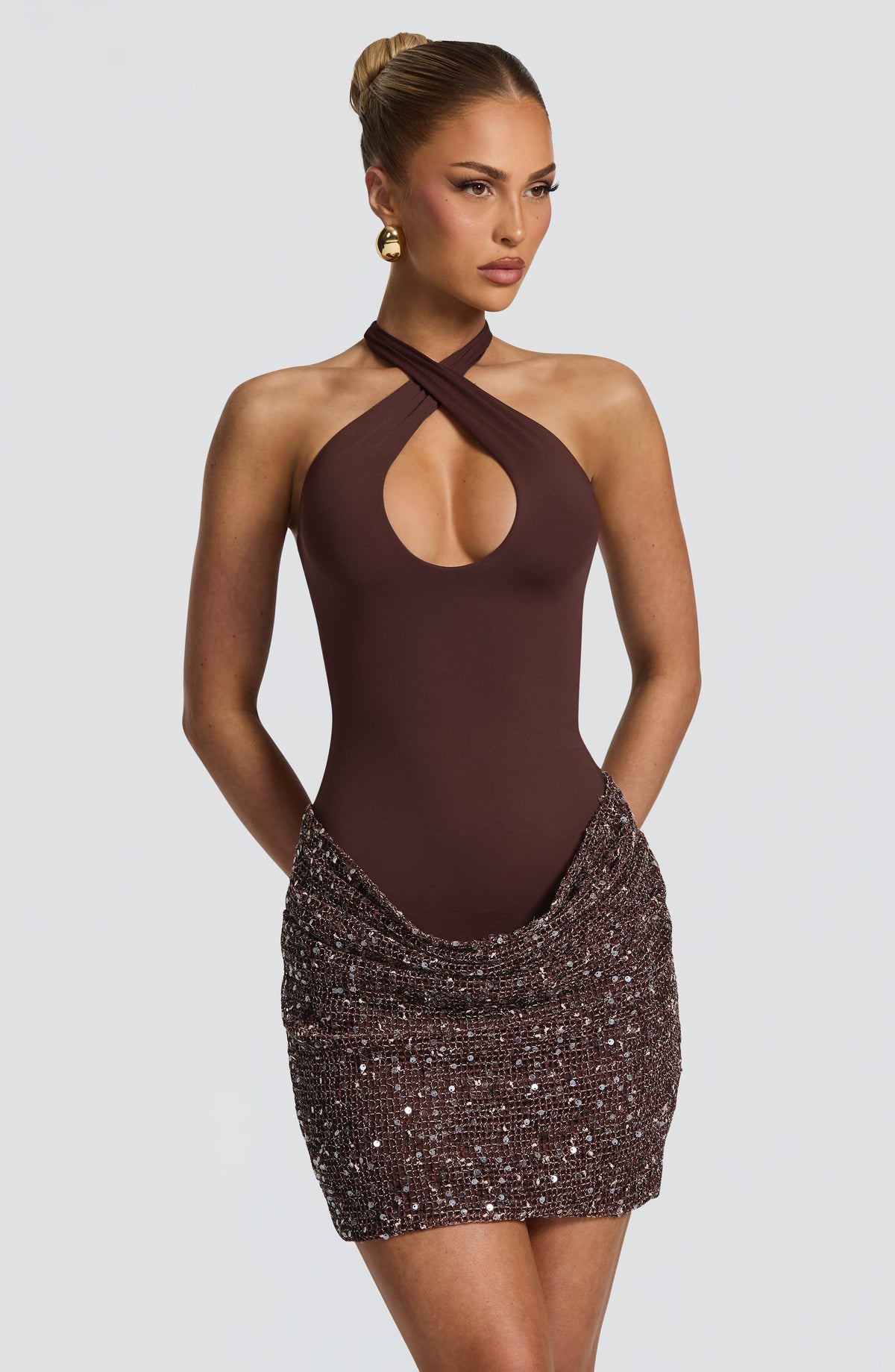 Solea Mini Dress - Plum Brown