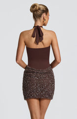 Solea Mini Dress - Plum Brown
