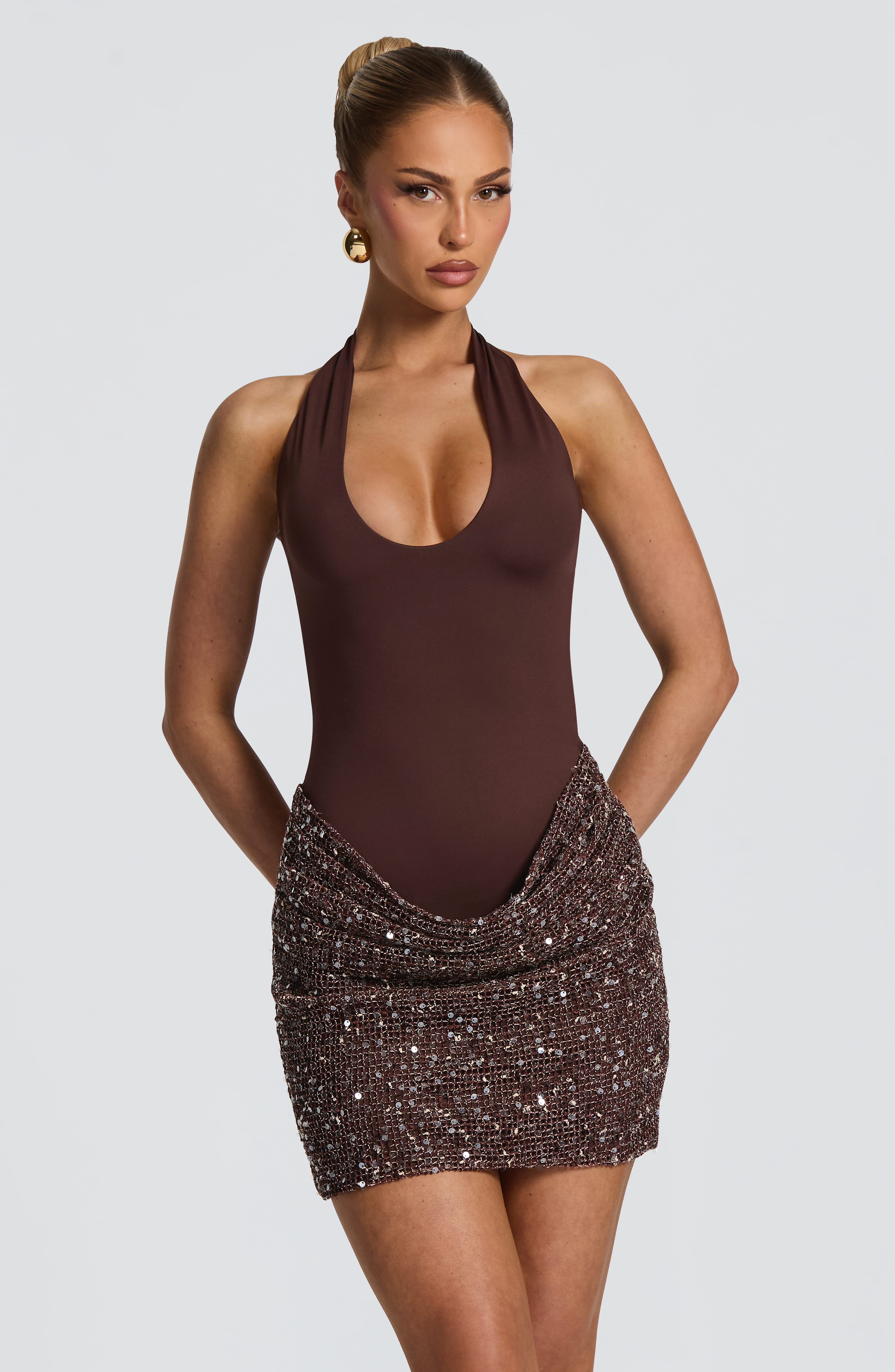 Solea Mini Dress - Plum Brown