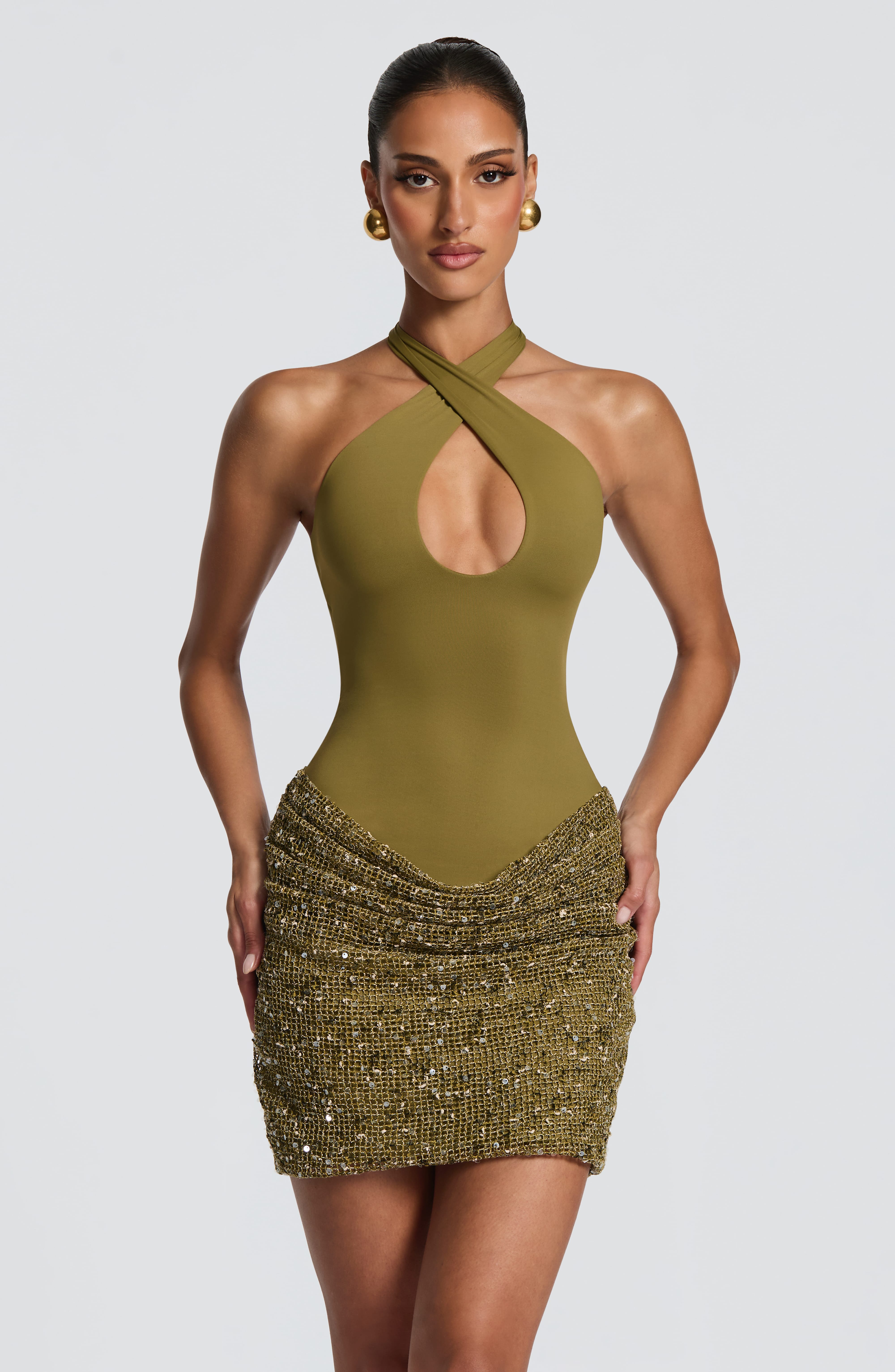 Solea Mini Dress - Deep Olive