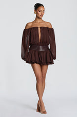 Deja Playsuit - Plum Brown