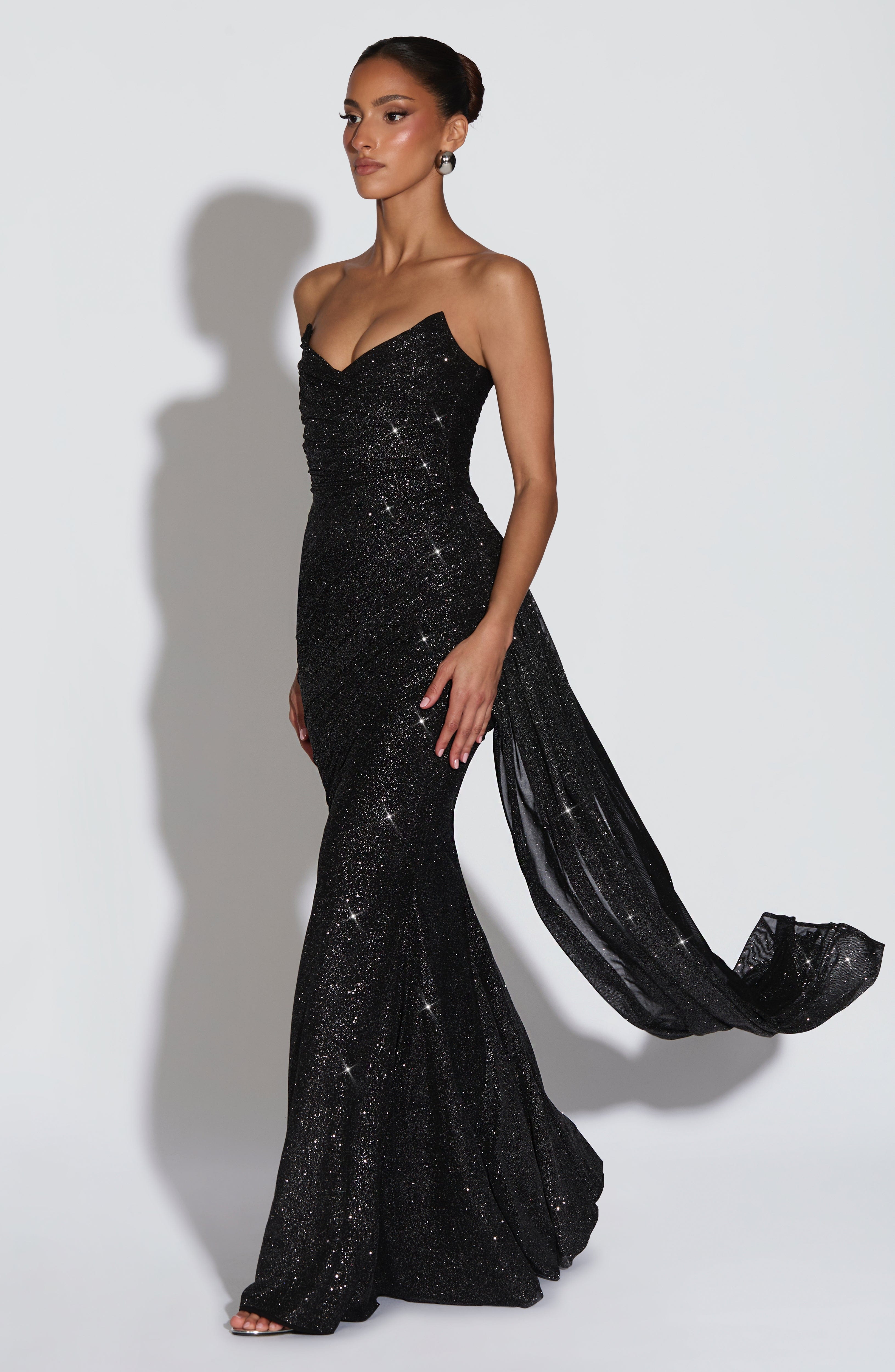 Ashika Maxi Dress - Black Sparkle