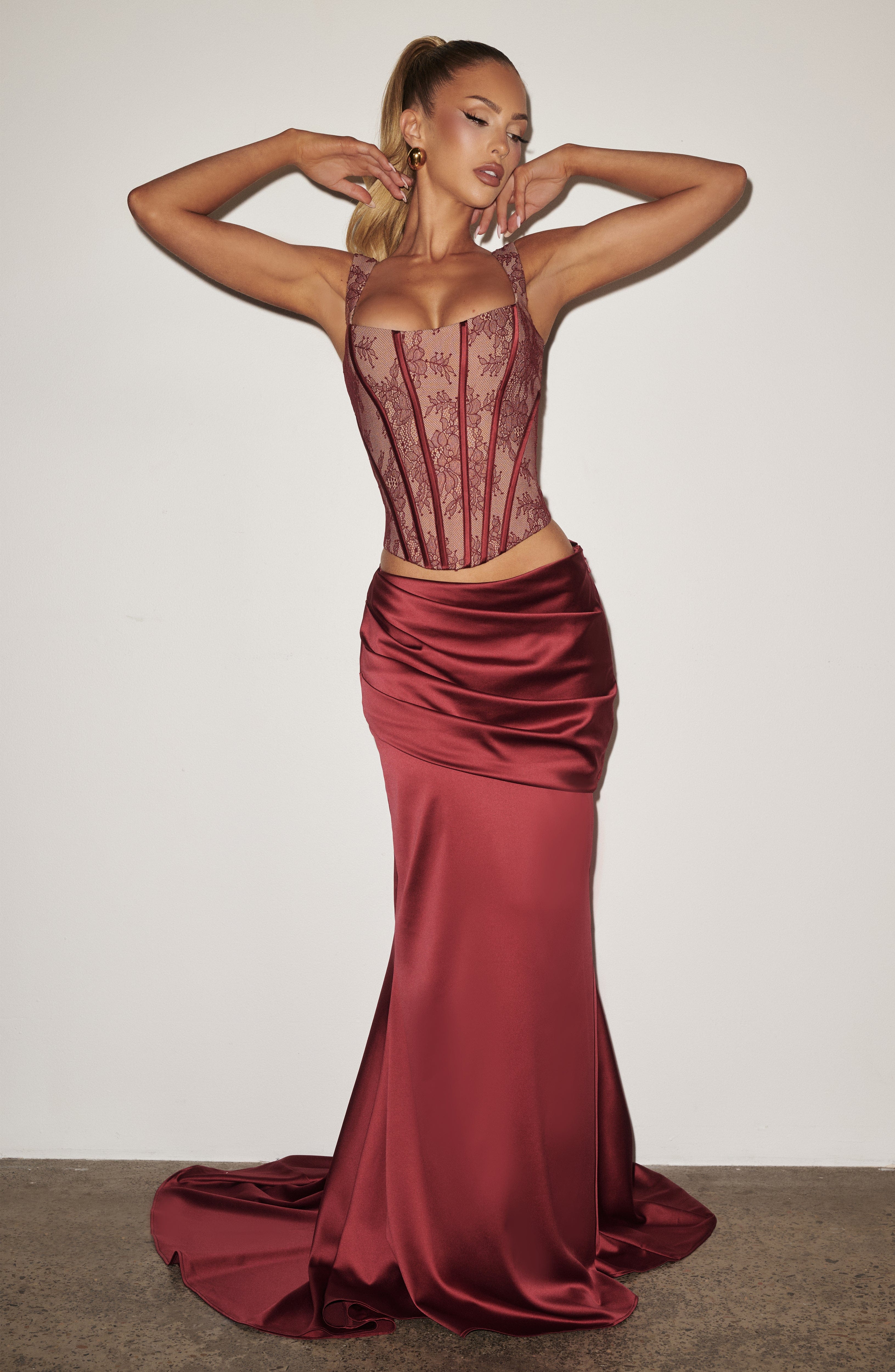 Claudette Maxi Skirt - Burgundy
