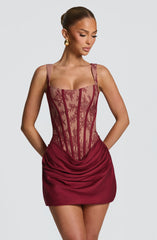 Cornelia Mini Dress - Burgundy Lace