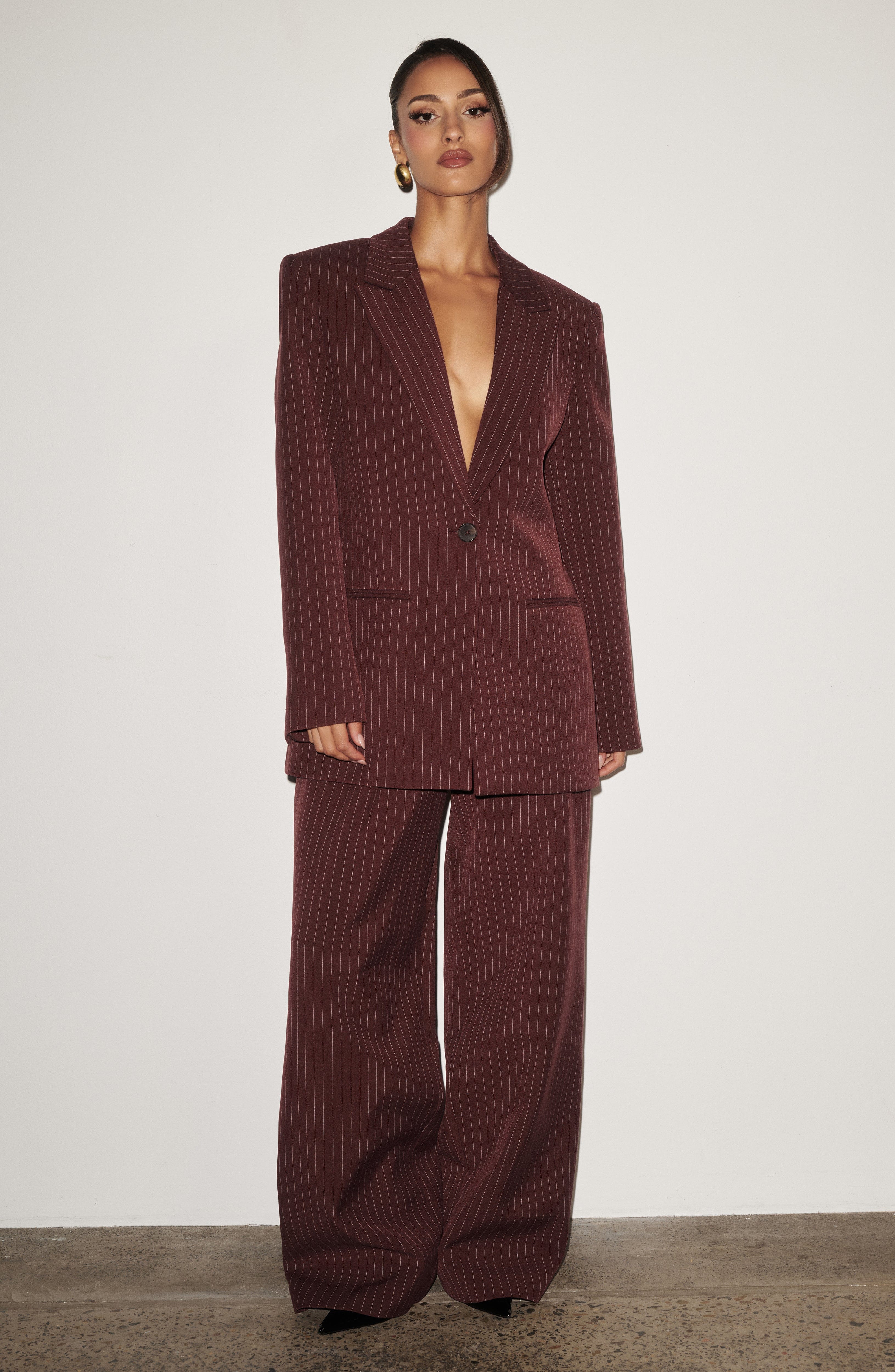 Kirsty Pants - Burgundy Pinstripe